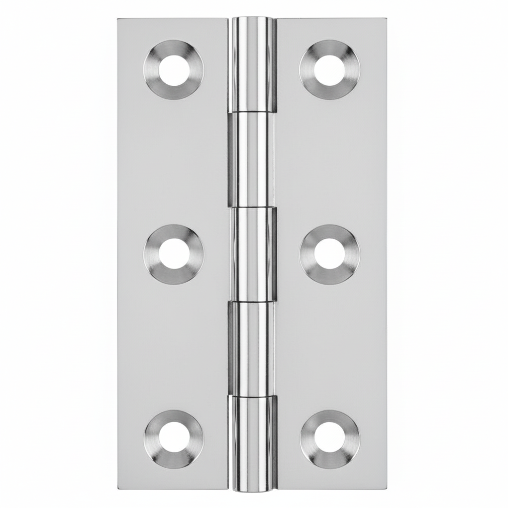 Simonswerk 0940 Solid Drawn Unwashered Brass Butt Hinges 50.8mm X 28.5mm C/W Screws Polished Chrome