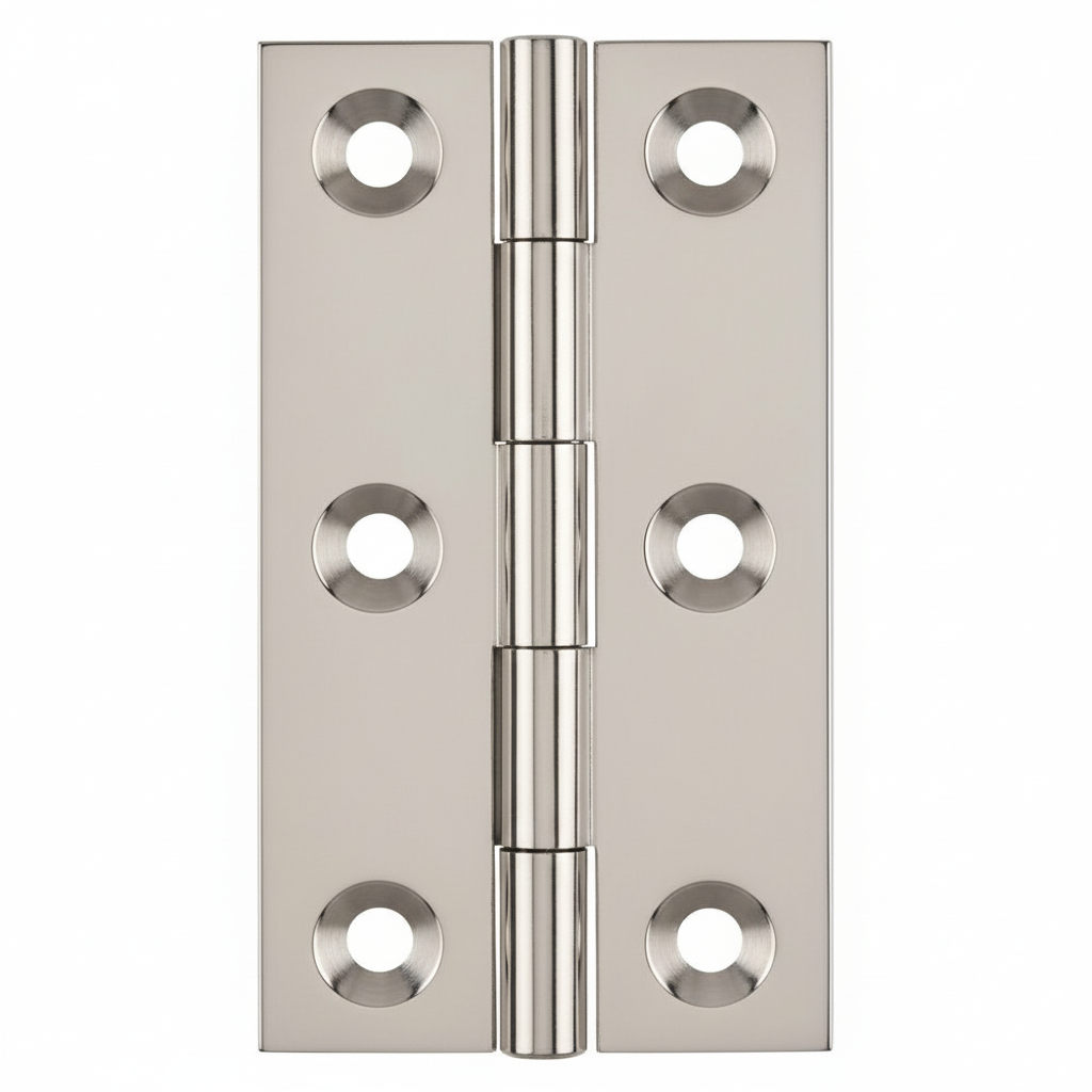 Simonswerk 0940 Solid Drawn Unwashered Brass Butt Hinges 50.8mm X 28.5mm C/W Screws Polished Nickel