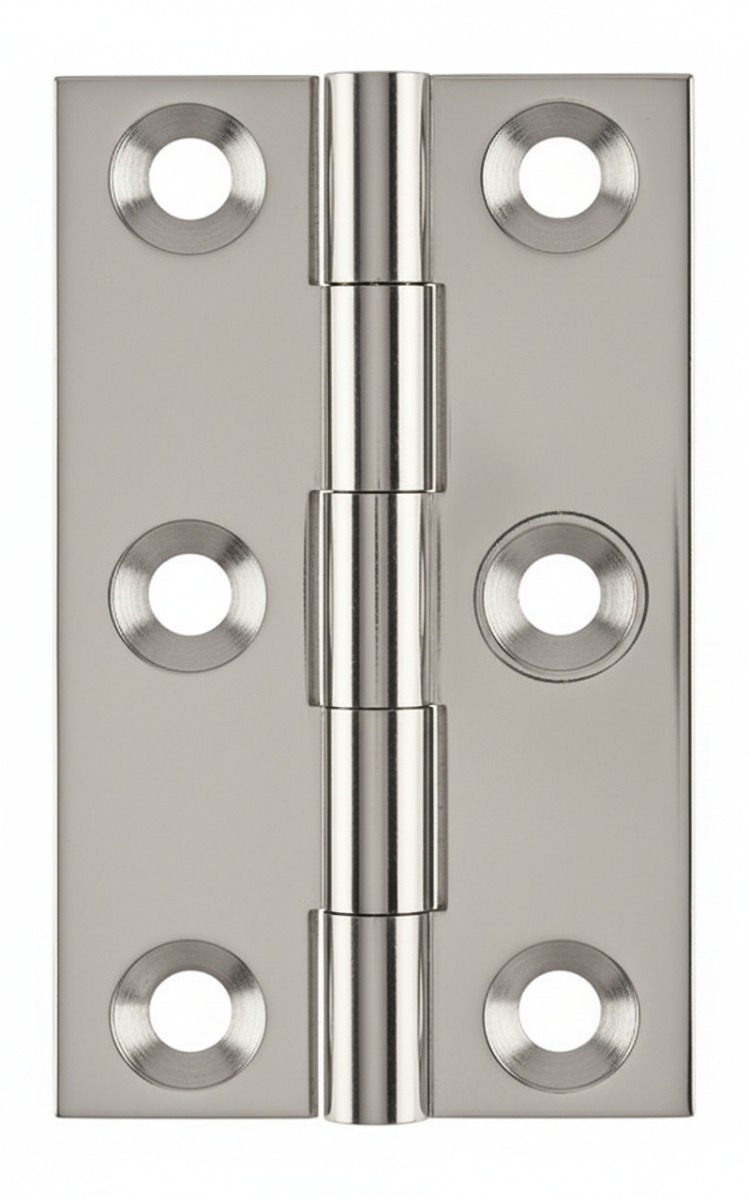 Simonswerk 0962 Solid Drawn Unwashered Brass Butt Hinges 63.5mm X 38mm C/W Screws Polished Nickel