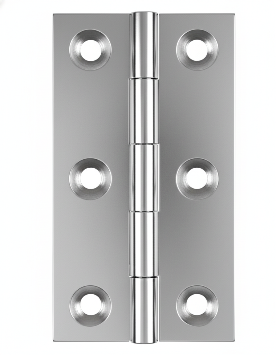 Simonswerk 0970 Solid Drawn Unwashered Brass Butt Hinges 75mm X 40mm C/W Screws Polished Chrome
