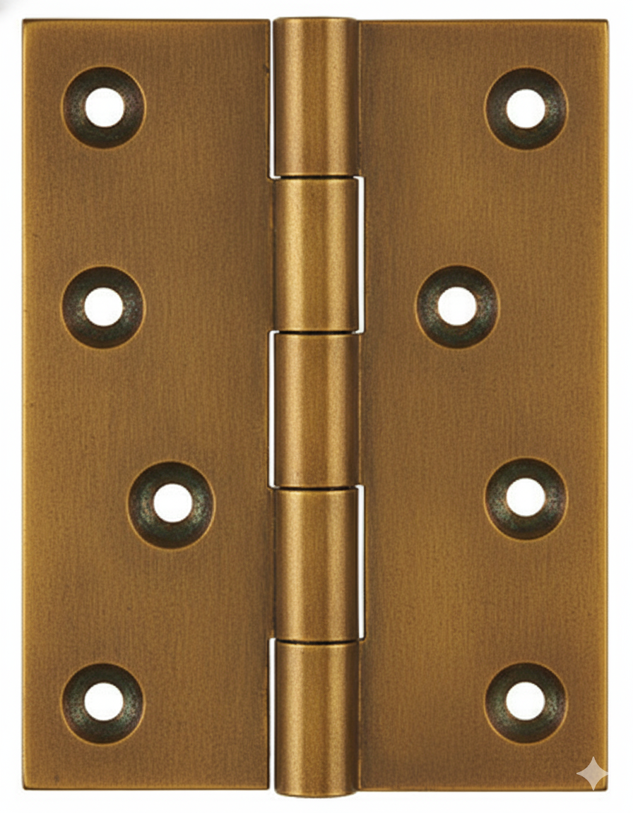 Simonswerk 1050 Solid Drawn Unwashered Brass Butt Hinges 100mm X 75mm C/W Screws Antique Brass