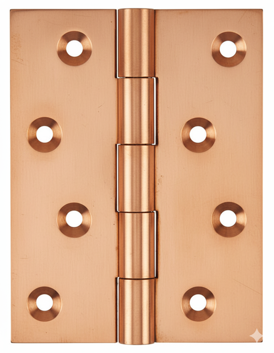 Simonswerk 1050 Solid Drawn Unwashered Brass Butt Hinges 100mm X 75mm C/W Screws Copper Plated