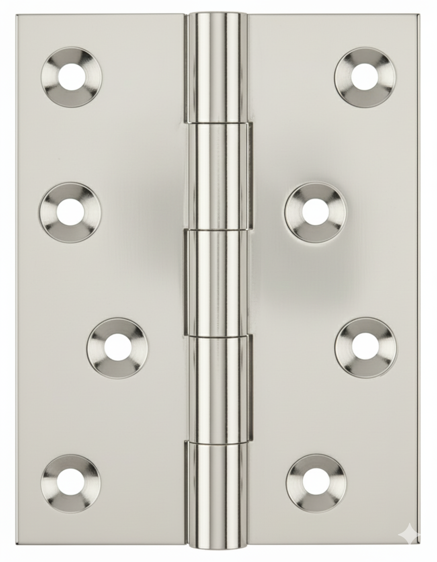 Simonswerk 1050 Solid Drawn Unwashered Brass Butt Hinges 100mm X 75mm C/W Screws Polished Chrome