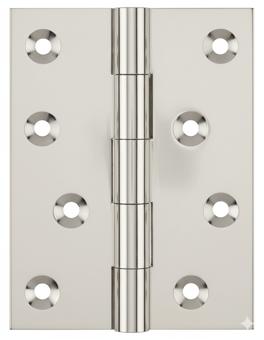 Simonswerk 1050 Solid Drawn Unwashered Brass Butt Hinges 100mm X 75mm C/W Screws Polished Nickel