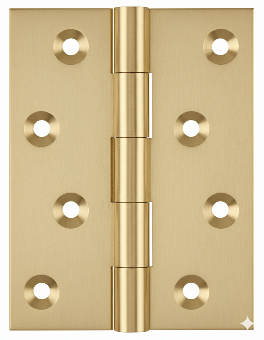 Simonswerk 1050 Solid Drawn Unwashered Brass Butt Hinges 100mm X 75mm C/W Screws Satin Brass