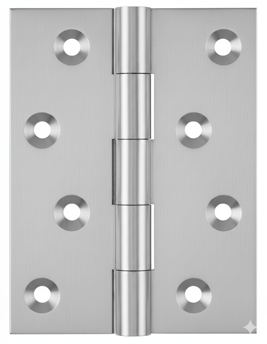 Simonswerk 1050 Solid Drawn Unwashered Brass Butt Hinges 100mm X 75mm C/W Screws Satin Chrome