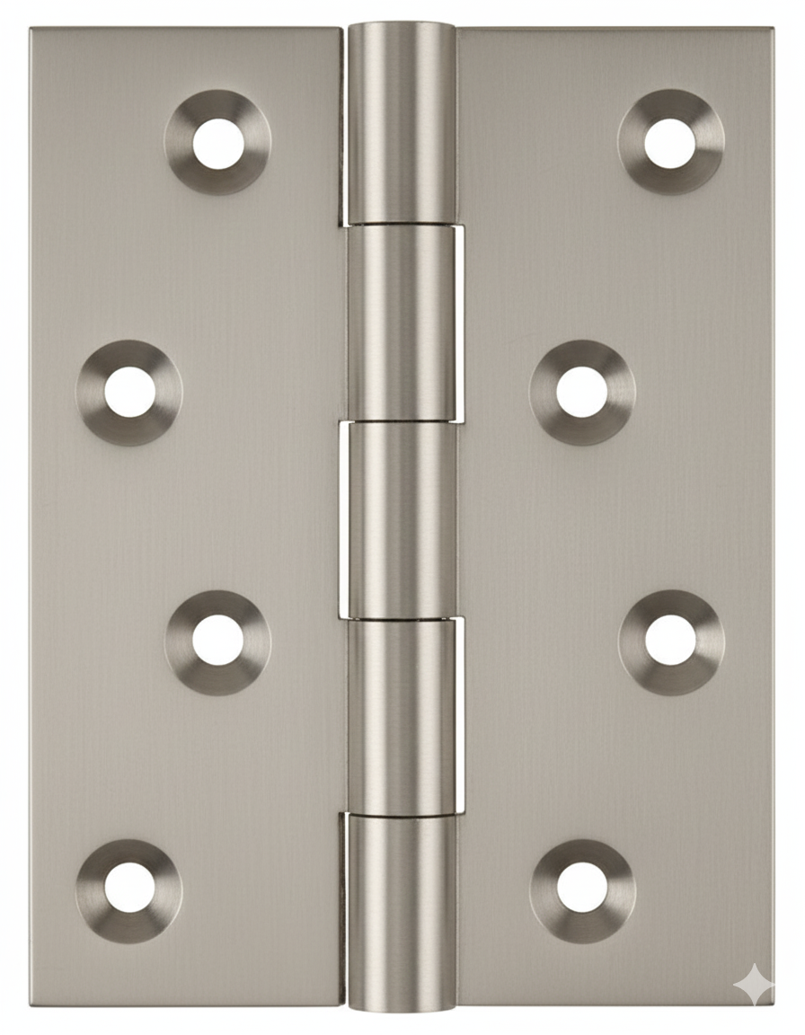 Simonswerk 1050 Solid Drawn Unwashered Brass Butt Hinges 100mm X 75mm C/W Screws Satin Nickel
