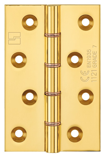 Simonswerk 1240CE Double Phosphor Bronze Washered Brass Butt Hinge CE marked FD30 fire rated 100mm x 65mm c/w Screws Polished Brass