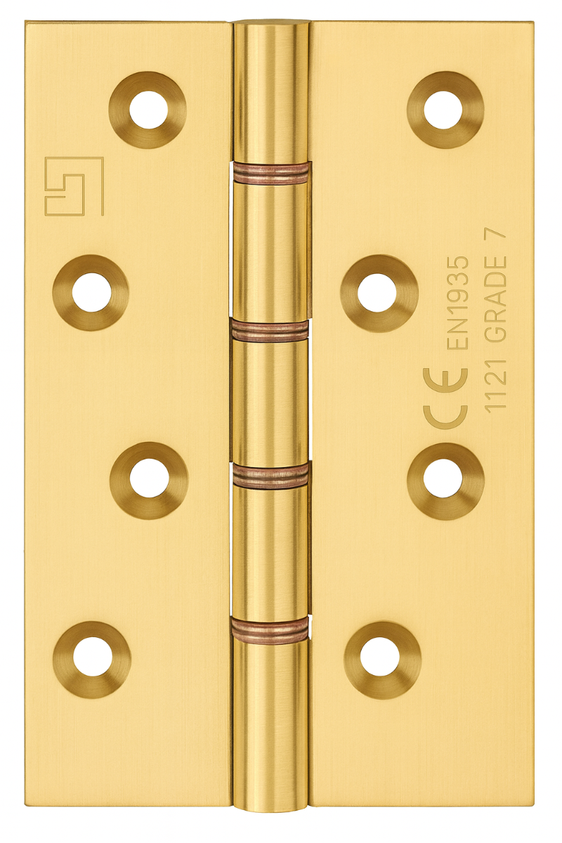 Simonswerk 1250CE Double Phosphor Bronze Washered Brass Butt Hinge CE marked FD30 fire rated 100mmx 75mm c/w Screws Satin Brass