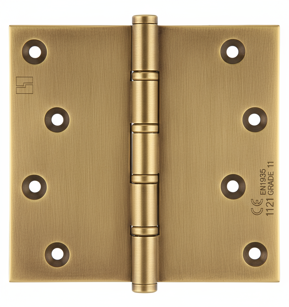 Simonswerk 1560CE Ball Race Brass Butt Projection Hinges CE marked FD30 fire rated 100mm x 100mm c/w Screws Antique Brass
