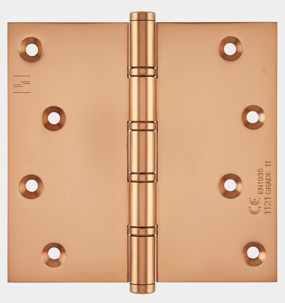 Simonswerk 1560CE Ball Race Brass Butt Projection Hinges CE marked FD30 fire rated 100mm x 100mm c/w Screws Copper Plated