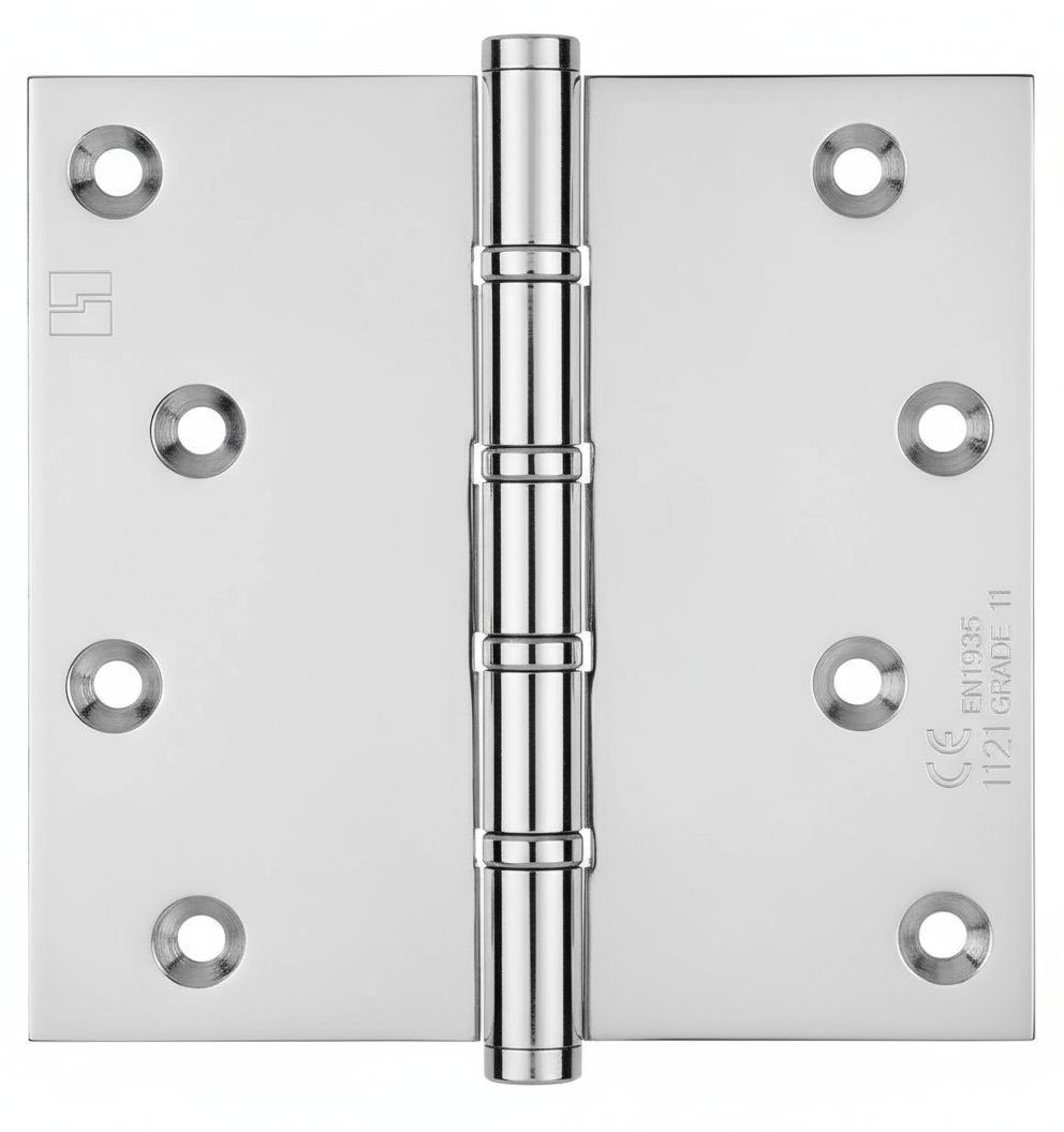Simonswerk 1560CE Ball Race Brass Butt Projection Hinges CE marked FD30 fire rated 100mm x 100mm c/w Screws Polished Chrome