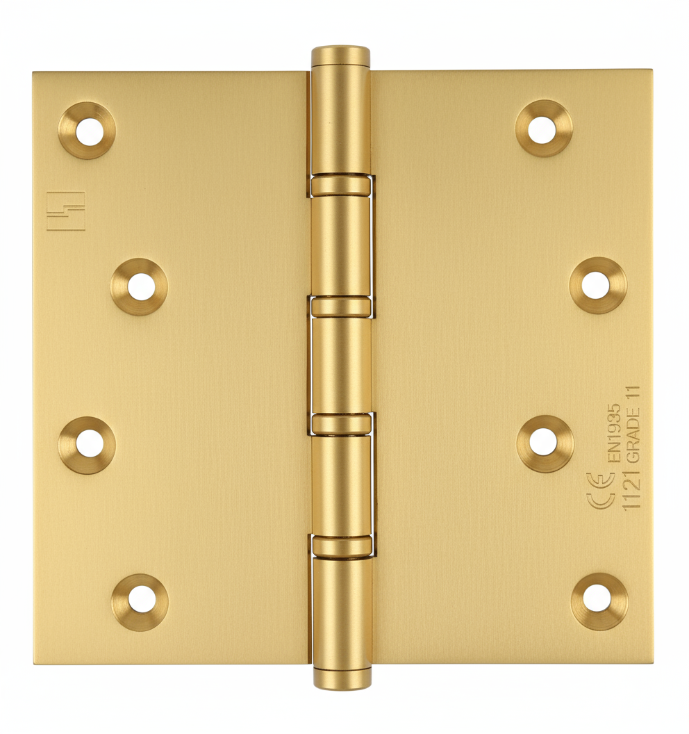 Simonswerk 1560CE Ball Race Brass Butt Projection Hinges CE marked FD30 fire rated 100mm x 100mm c/w Screws Satin Brass