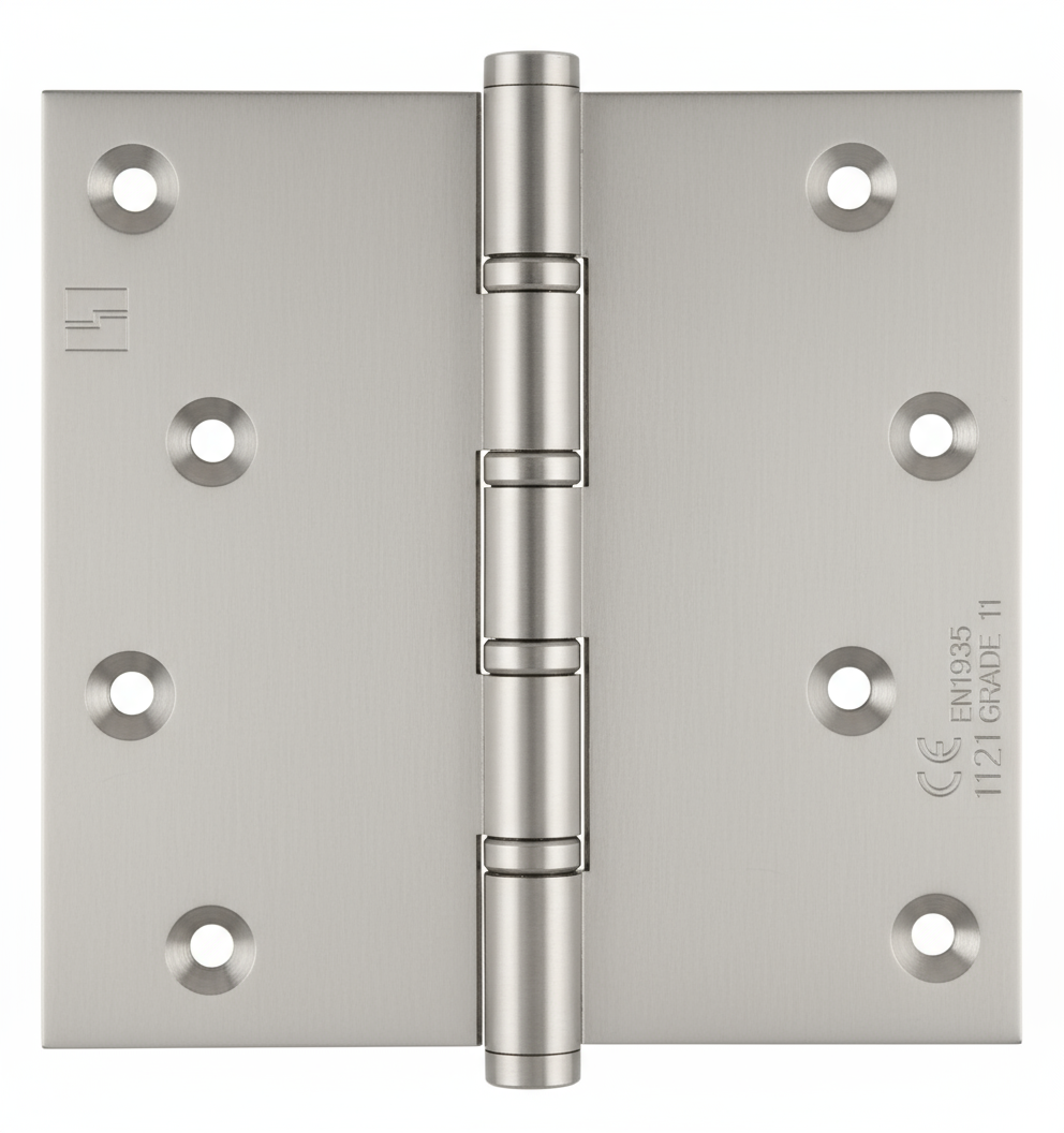 Simonswerk 1560CE Ball Race Brass Butt Projection Hinges CE marked FD30 fire rated 100mm x 100mm c/w Screws Satin Chrome