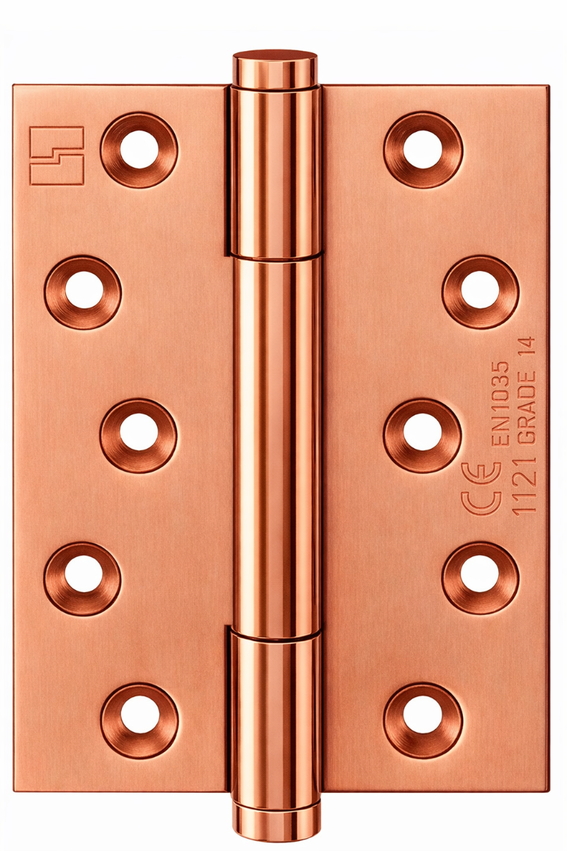 Simonswerk 1750 TRITECH Grade 14 Brass Butt Hinge For Door Weight 160kg CE marked FD30 fire rated 100mmx 76mm c/w Screws Copper Plated