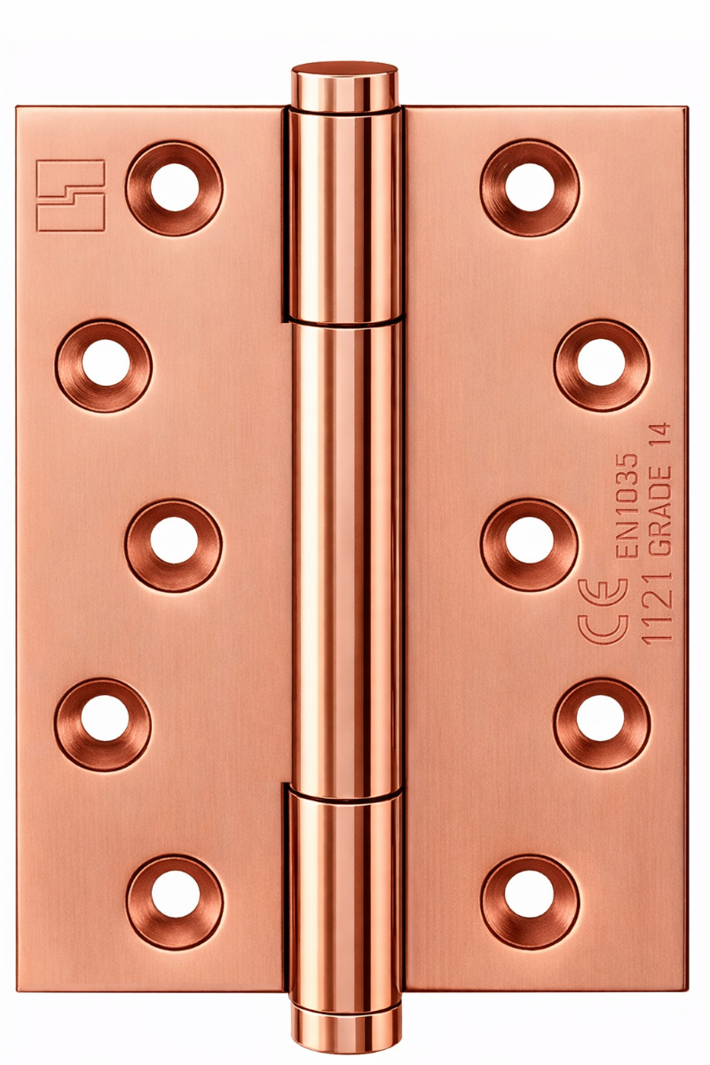Simonswerk 1750 TRITECH Grade 14 Brass Butt Hinge CE marked FD30 fire rated 100mmx 75mm c/w PVD Copper Rose (UK 518)