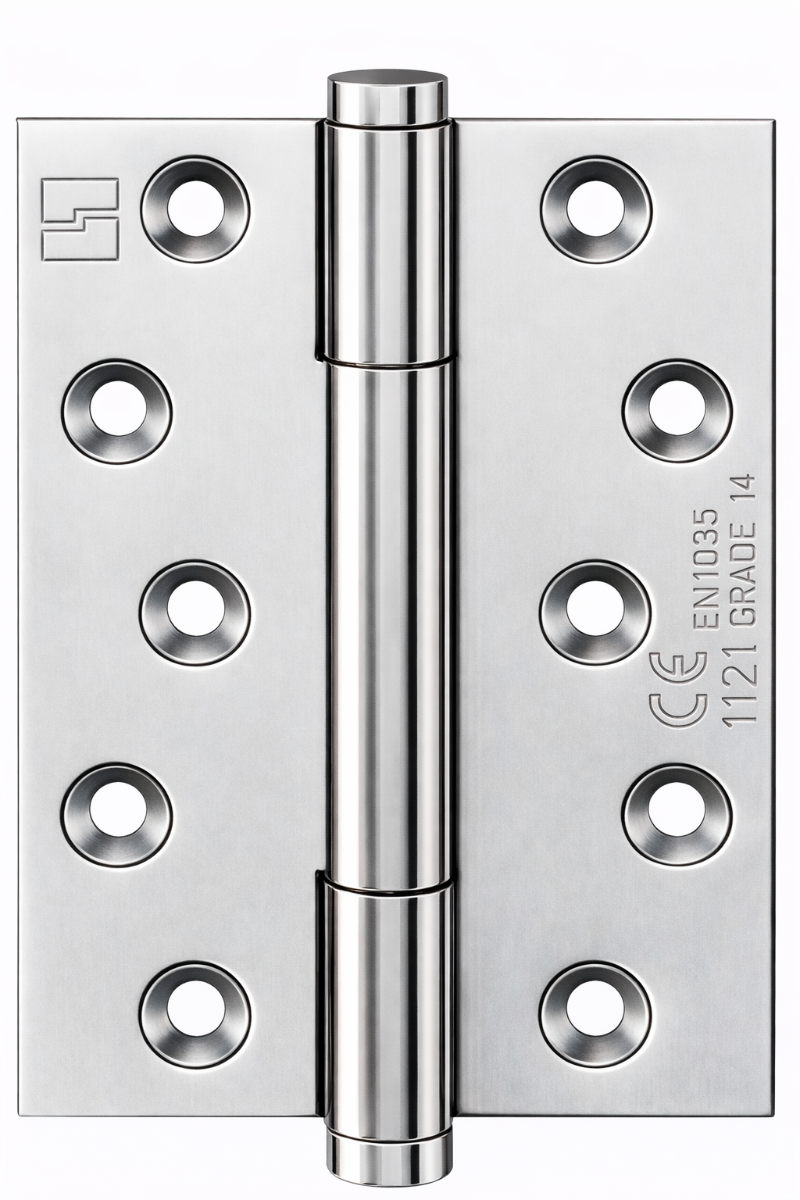 Simonswerk 1750 TRITECH Grade 14 Brass Butt Hinge For Door Weight 160kg CE marked FD30 fire rated 100mmx 76mm c/w Screws Polished Chrome