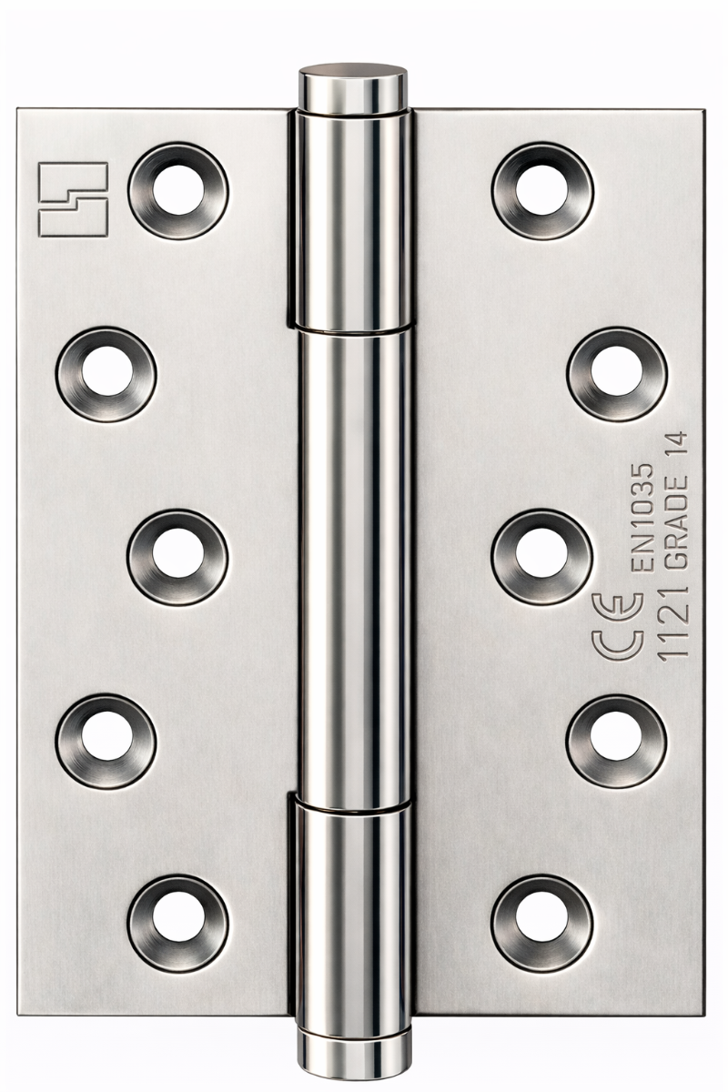 Simonswerk 1750 TRITECH Grade 14 Brass Butt Hinge For Door Weight 160kg CE marked FD30 fire rated 100mmx 76mm c/w Screws Polished Nickel