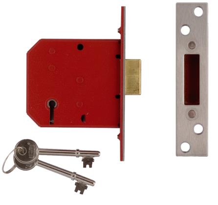 Union J2101-Satin Chrome-3.00 5 Lever Mortice Dead Lock Satin Stainless Finish 76mm