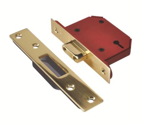 Union J2103S Stong Bolt 3 Lever Dead Lock Polished Brass Finish 64mm