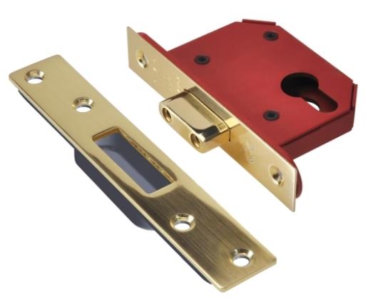 Union Jl21Eus Stong Bolt Euro Profile Cylinder Mortice Dead Lock Polished Brass 76mm