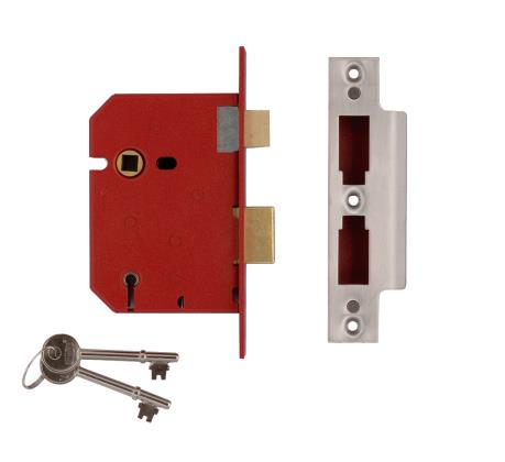 Union J2201-Satin Chrome-2.50 5 Lever Mortice Sash Lock Satin Stainless Finish 64mm