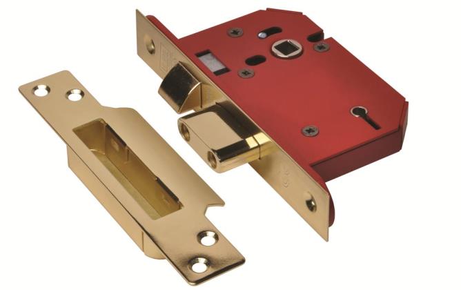 Union J2205S Stong Bolt 5 Lever Sash Lock Polished Brass Finish 76mm
