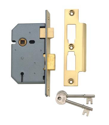 Union Jp2277-Pl-2.50 3 Lever Mortice Sash Lock Polished Brass Finish 64mm