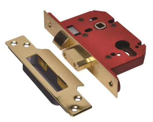 Union Jl22Eus Stong Bolt Euro Profile Cylinder Mortice Sash Lock Polished Brass 64mm