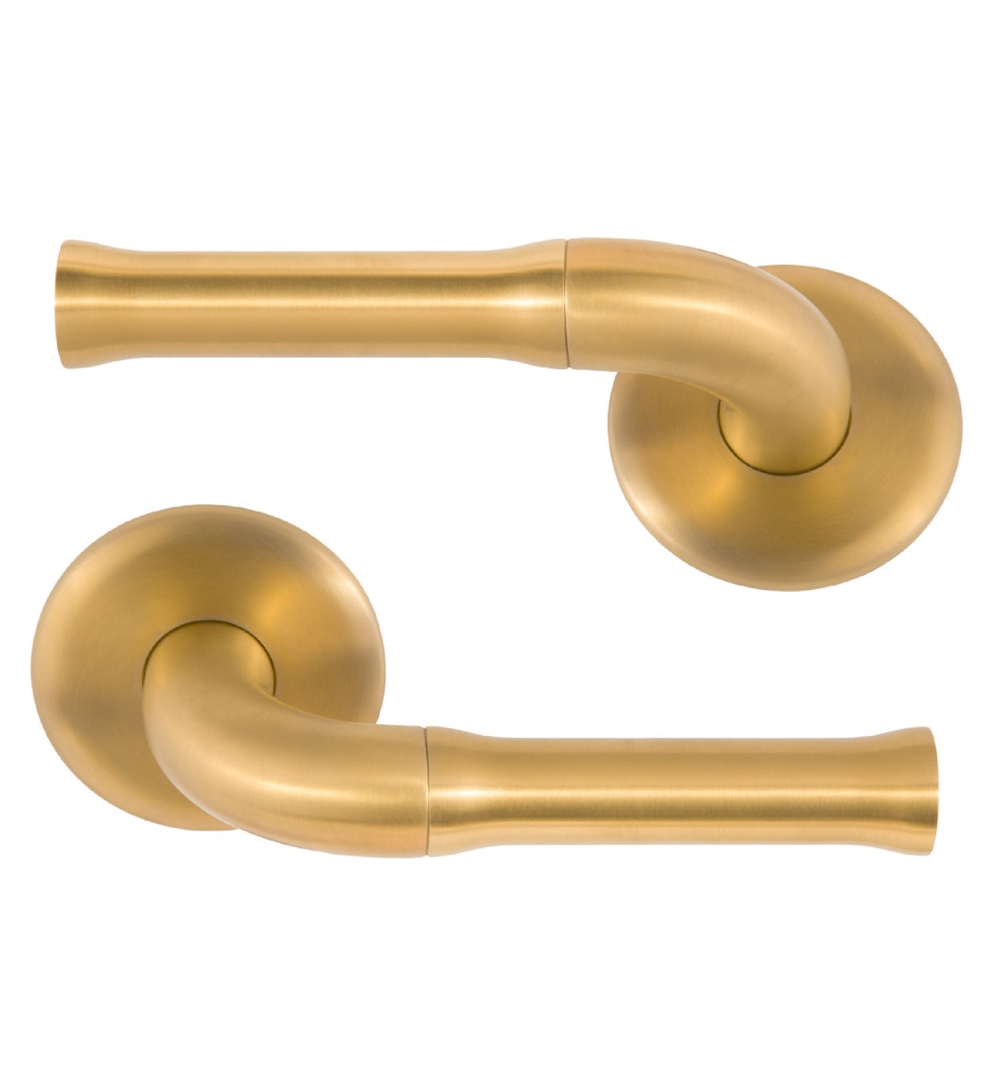 FORMANI NOUR EV100/64 solid double sprung door handle on rose PVD satin gold