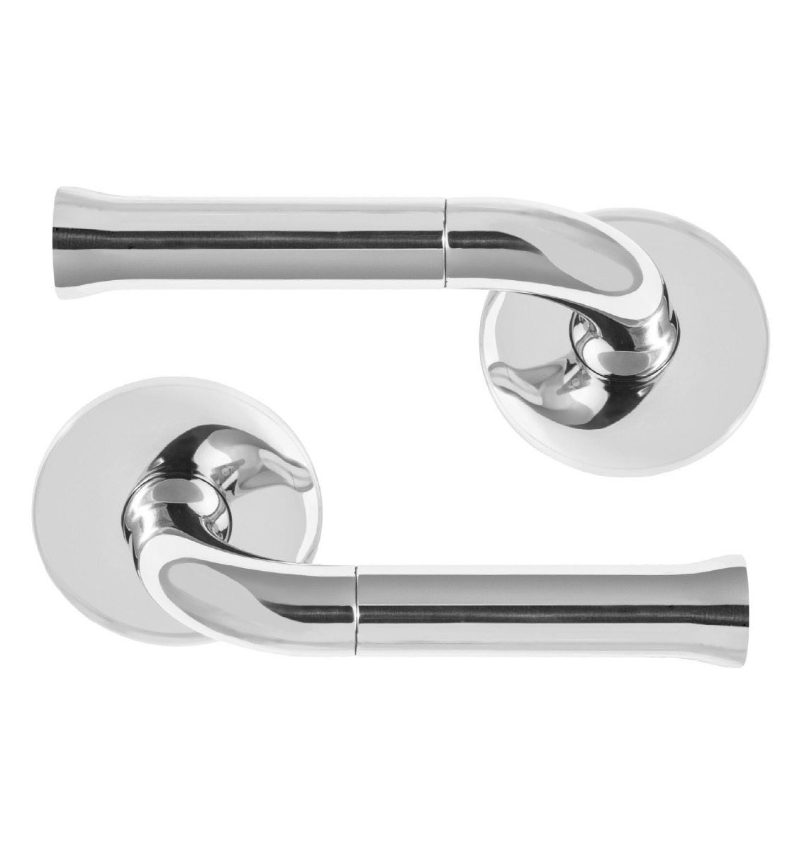 FORMANI NOUR EV101/64 solid double sprung door handle on rose polished stainless steel