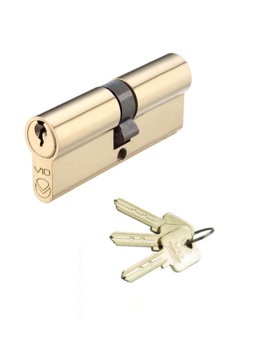 Vier V10EP90DPBE V10 Euro Double Cylinder 90mm KTD Polished Brass
