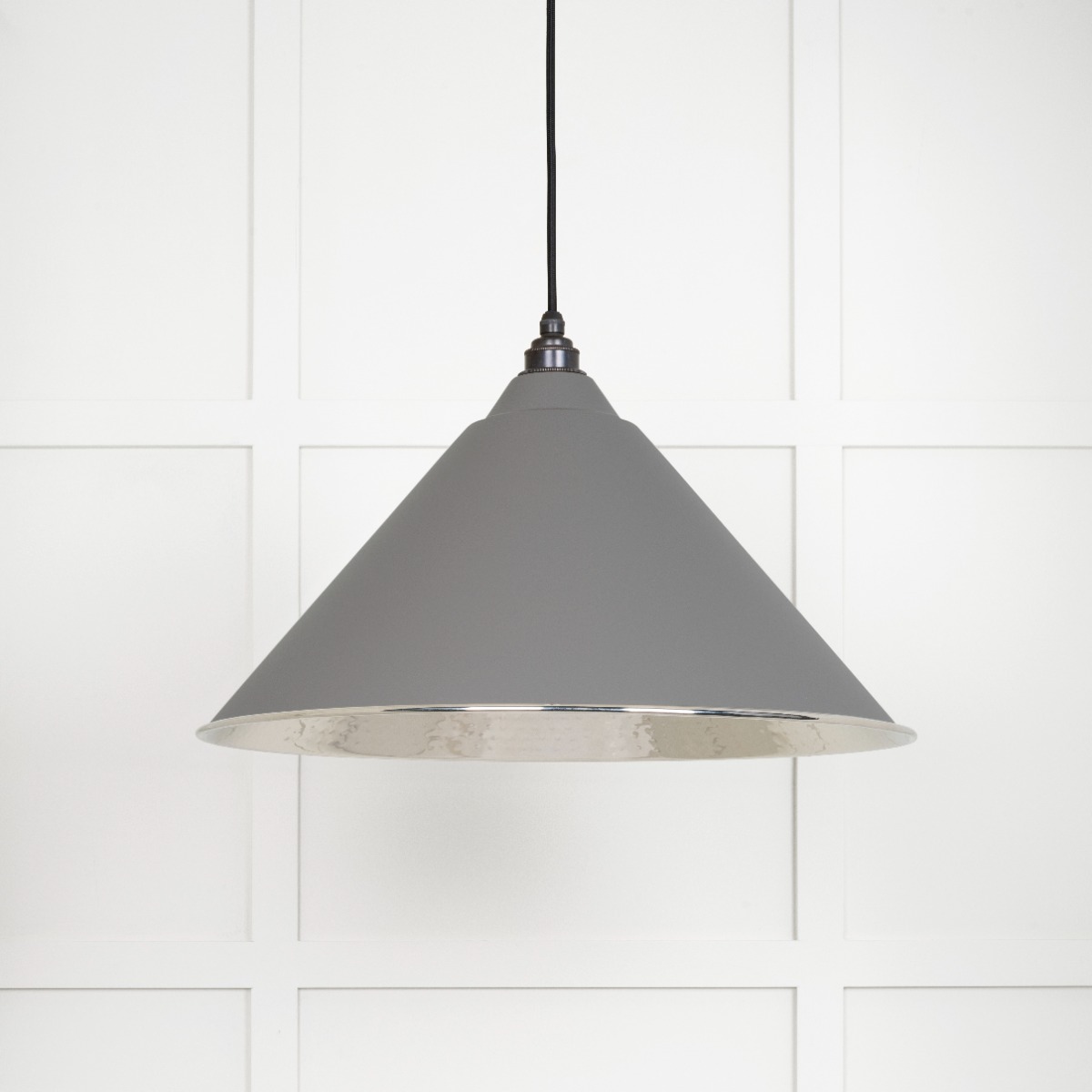 From The Anvil 45433BL Hammered Nickel Hockley Pendant in Bluff Hammered Nickel