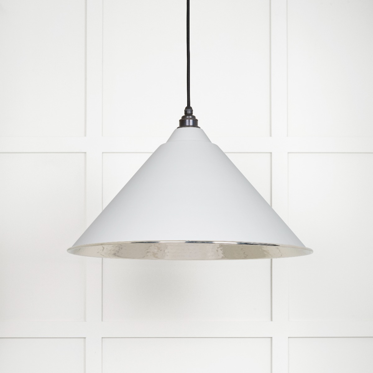 From The Anvil 45433F Hammered Nickel Hockley Pendant in Flock Hammered Nickel