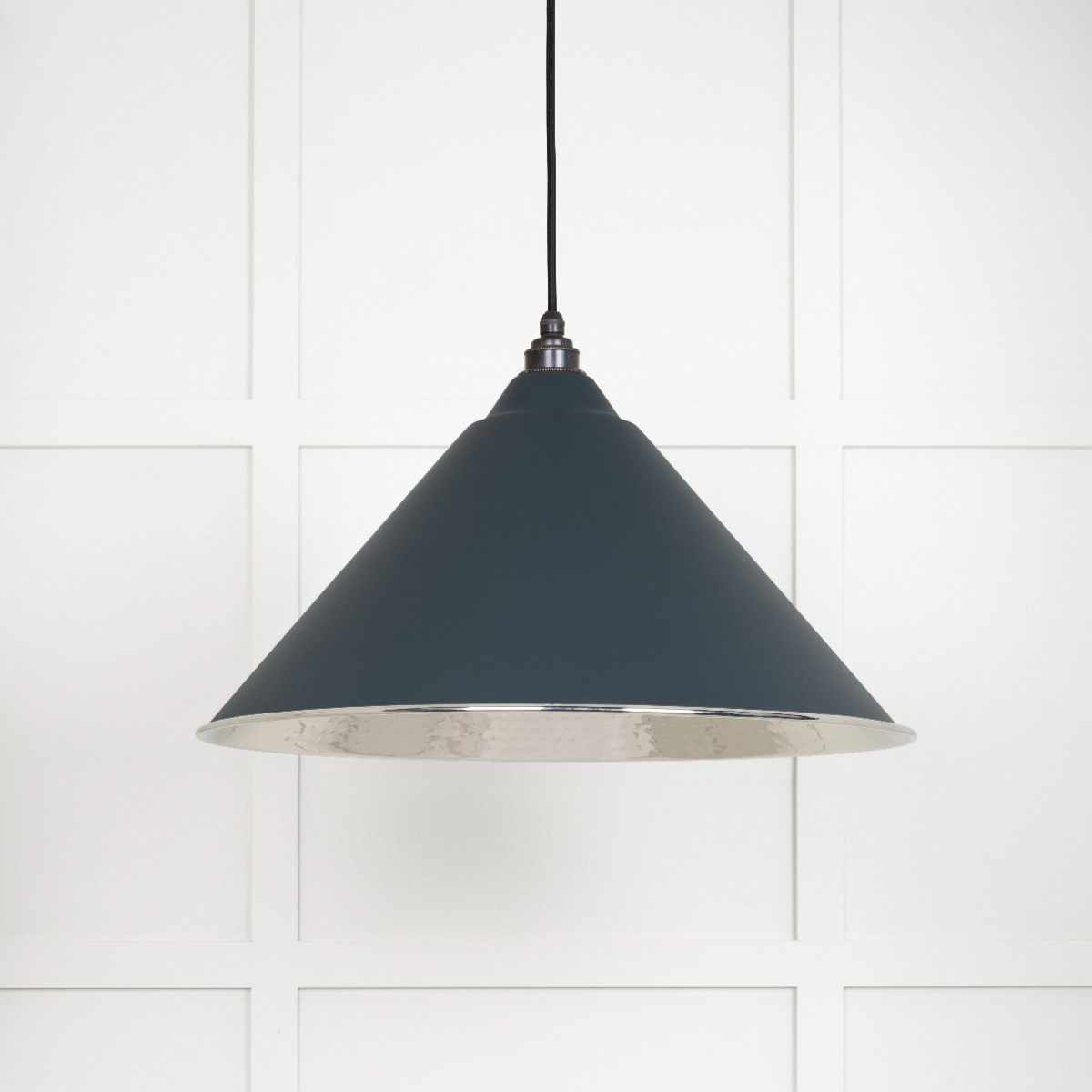 From The Anvil 45433SO Hammered Nickel Hockley Pendant in Soot Hammered Nickel
