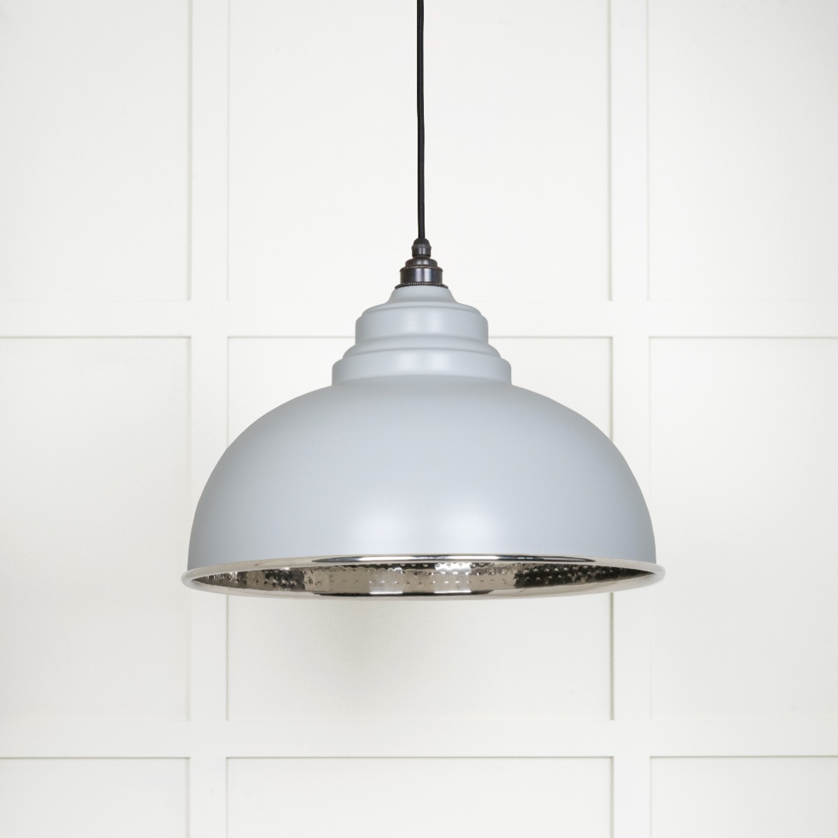 From The Anvil 45472BI Hammered Nickel Harborne Pendant in Birch Hammered Nickel