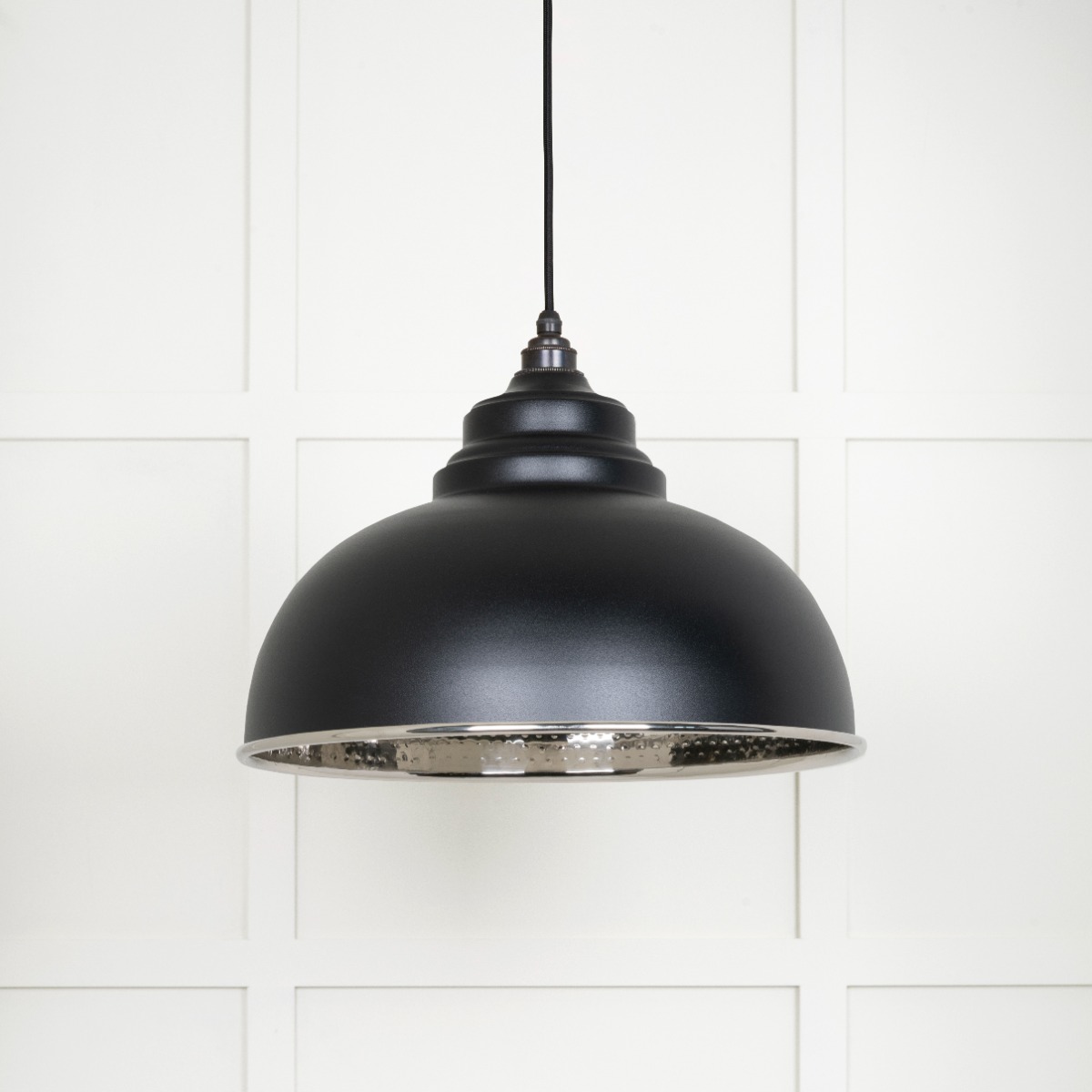 From The Anvil 45472EB Hammered Nickel Harborne Pendant in Elan Black Hammered Nickel