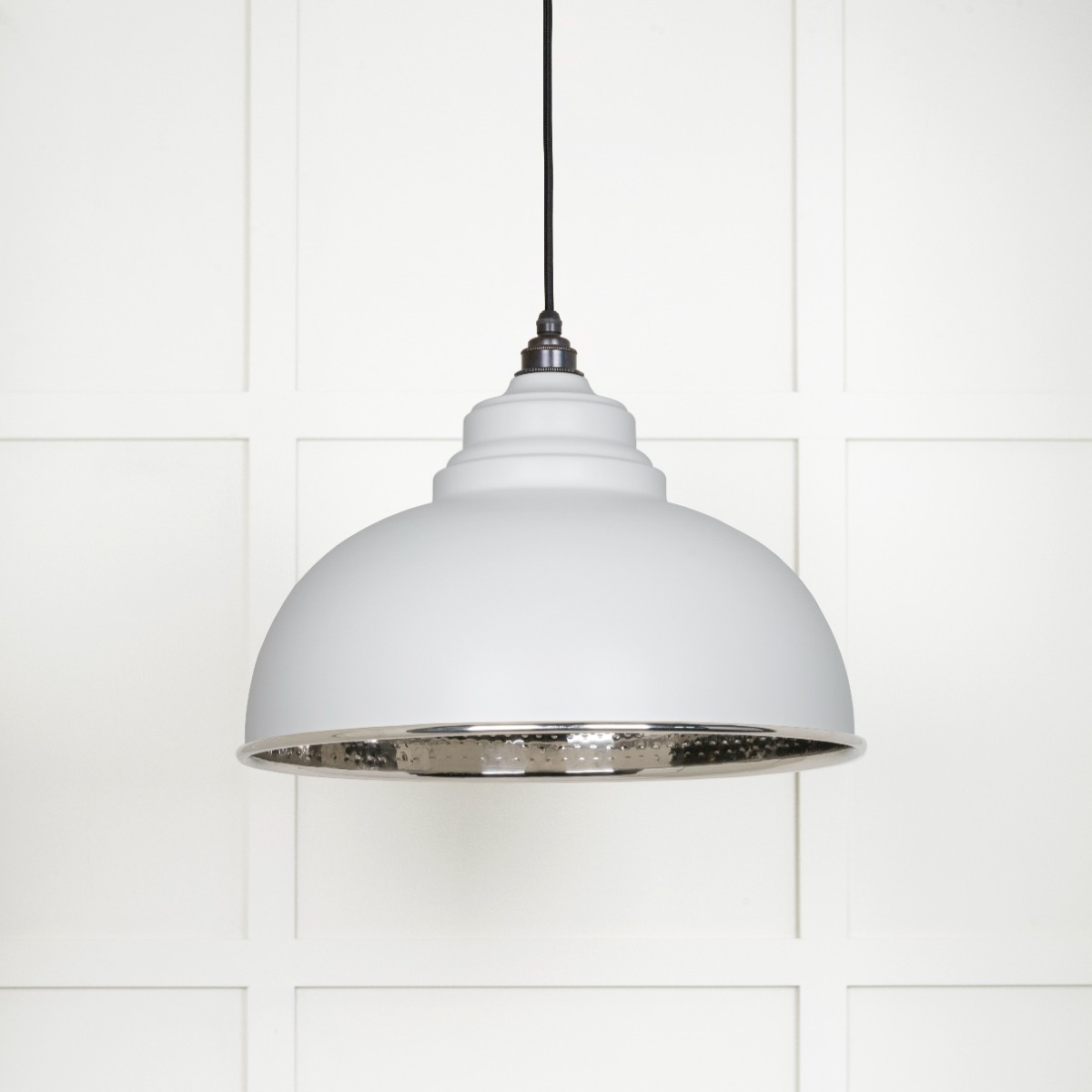 From The Anvil 45472F Hammered Nickel Harborne Pendant in Flock Hammered Nickel