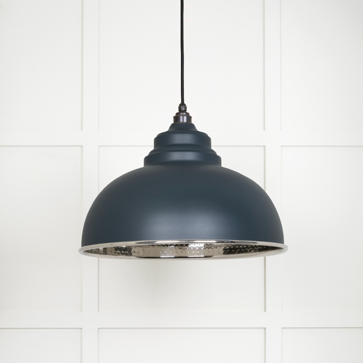 From The Anvil 45472SO Hammered Nickel Harborne Pendant in Soot Hammered Nickel