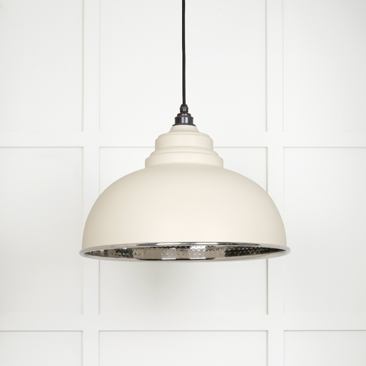 From The Anvil 45472TE Hammered Nickel Harborne Pendant in Teasel Hammered Nickel