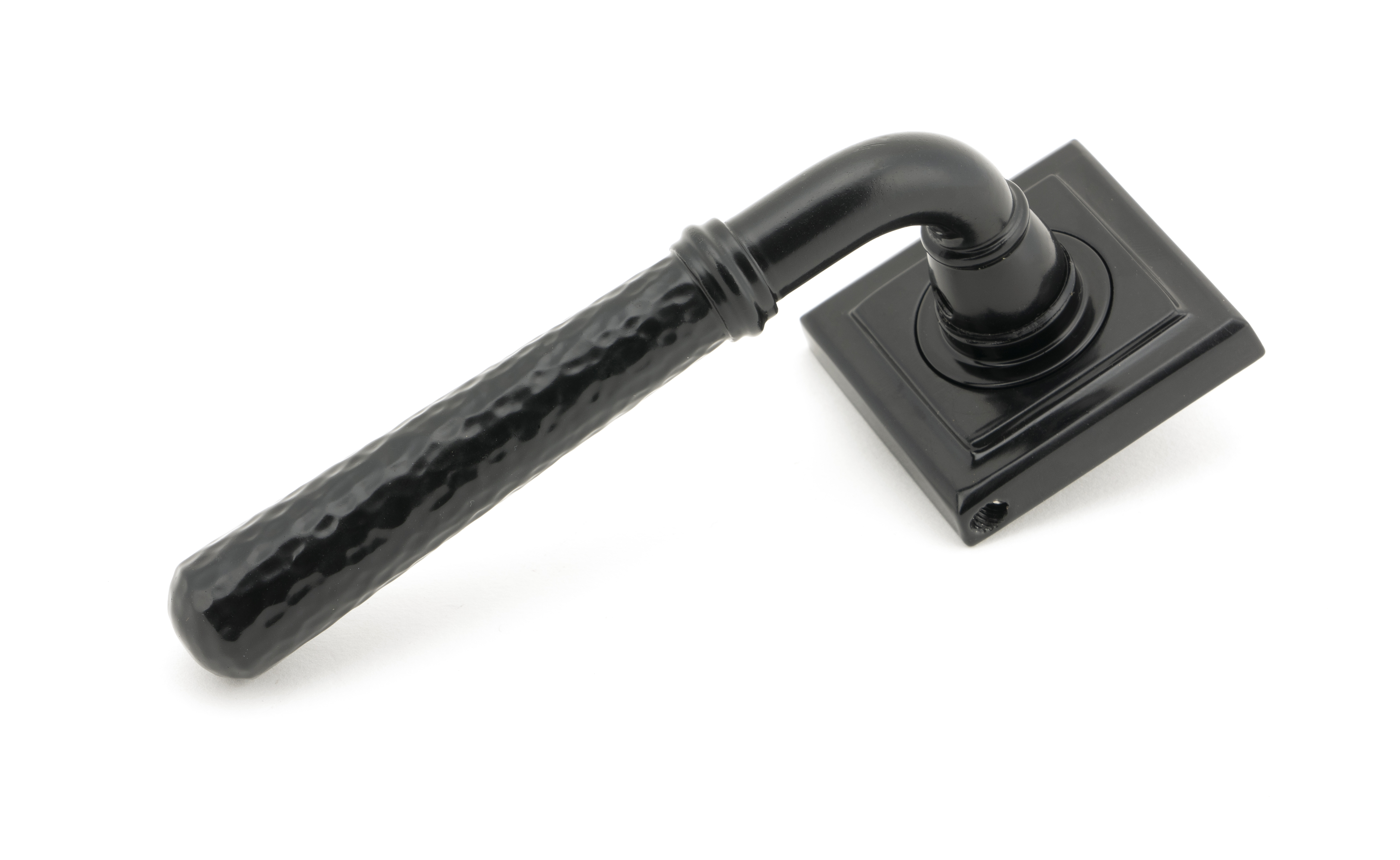 From The Anvil 45650 Black Hammered Newbury Lever on Rose Set (Square Rose)