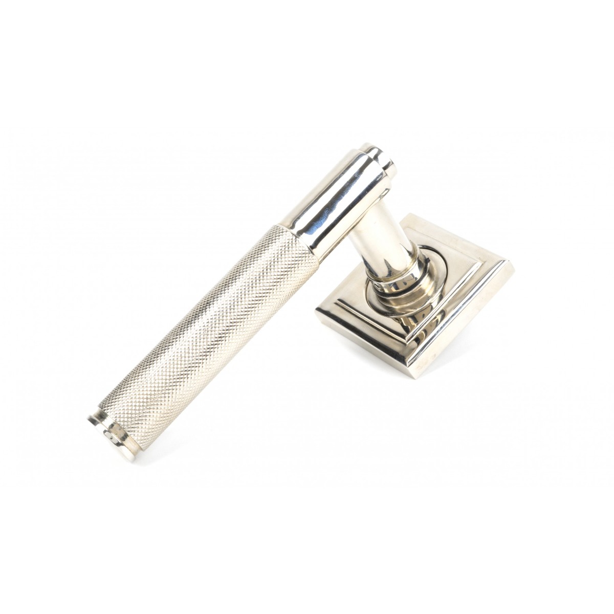 From The Anvil 45670 Polished Nickel Brompton Lever on Rose Set (Square) Polished Nickel