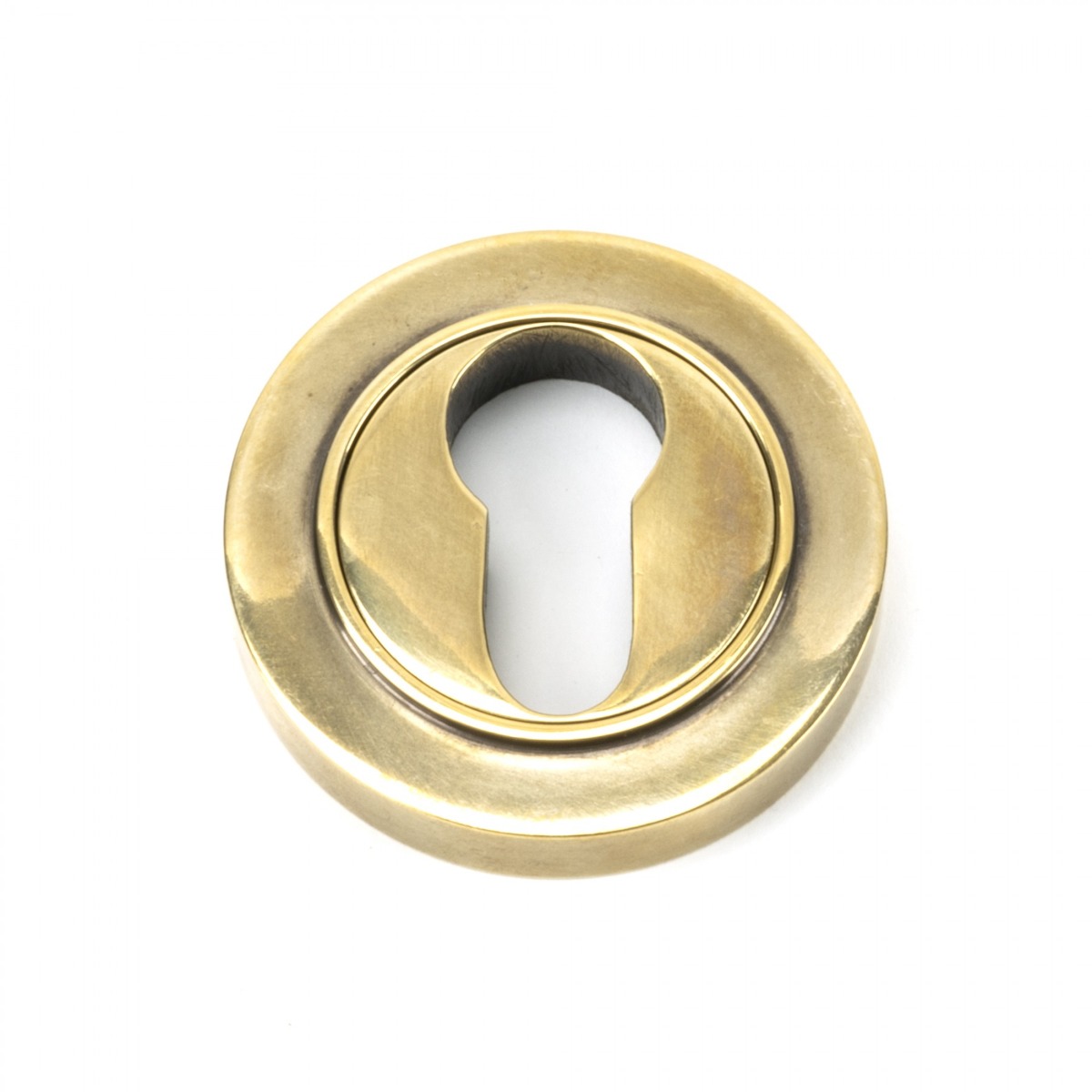 From The Anvil 45707 Aged Brass Round Euro Escutcheon (Plain) Aged Brass