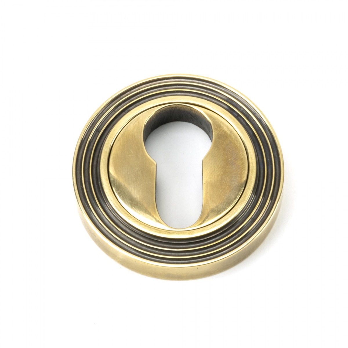 From The Anvil 45709 Aged Brass Round Euro Escutcheon (Beehive) Aged Brass