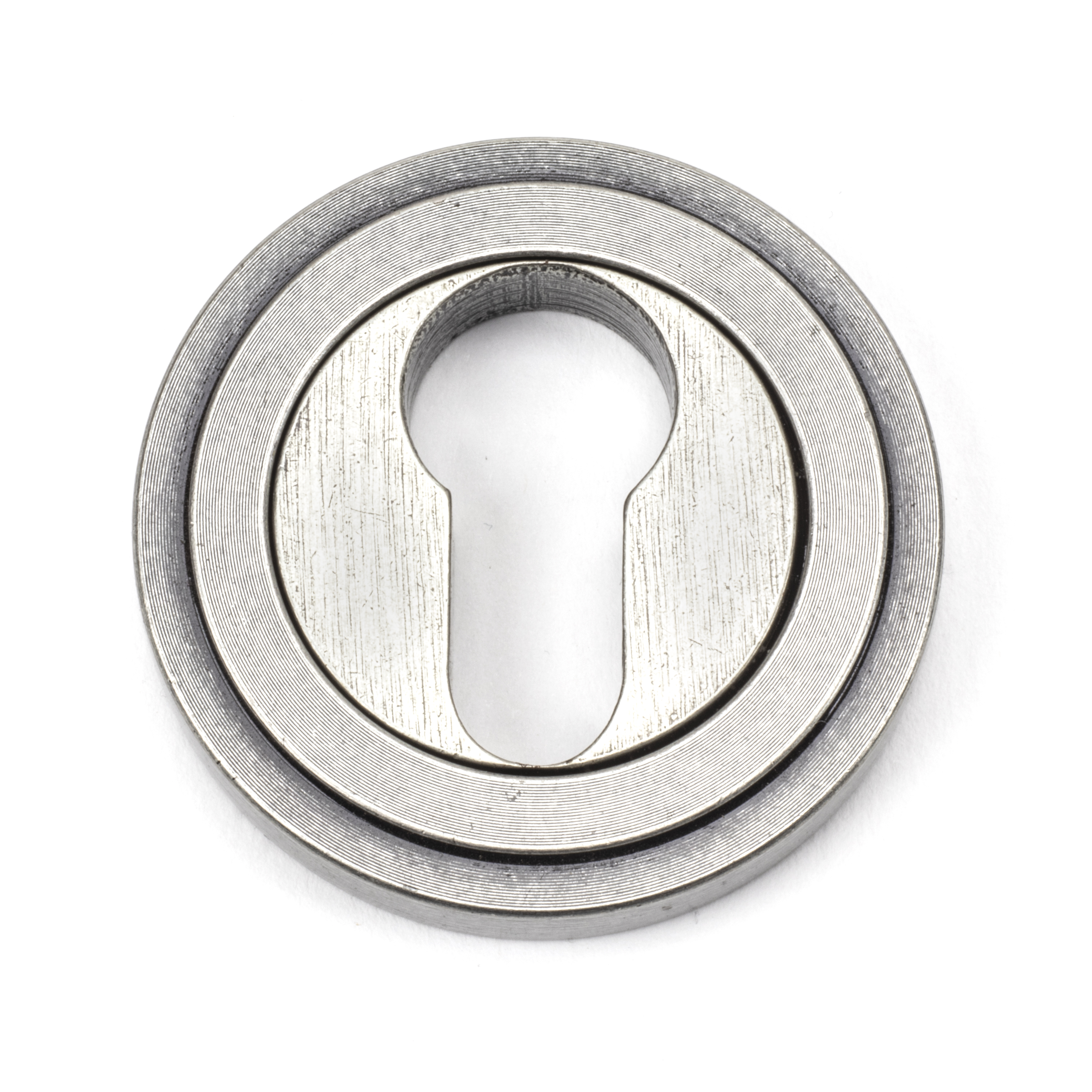 From The Anvil 45728 Pewter Round Euro Escutcheon (Art Deco Rose)