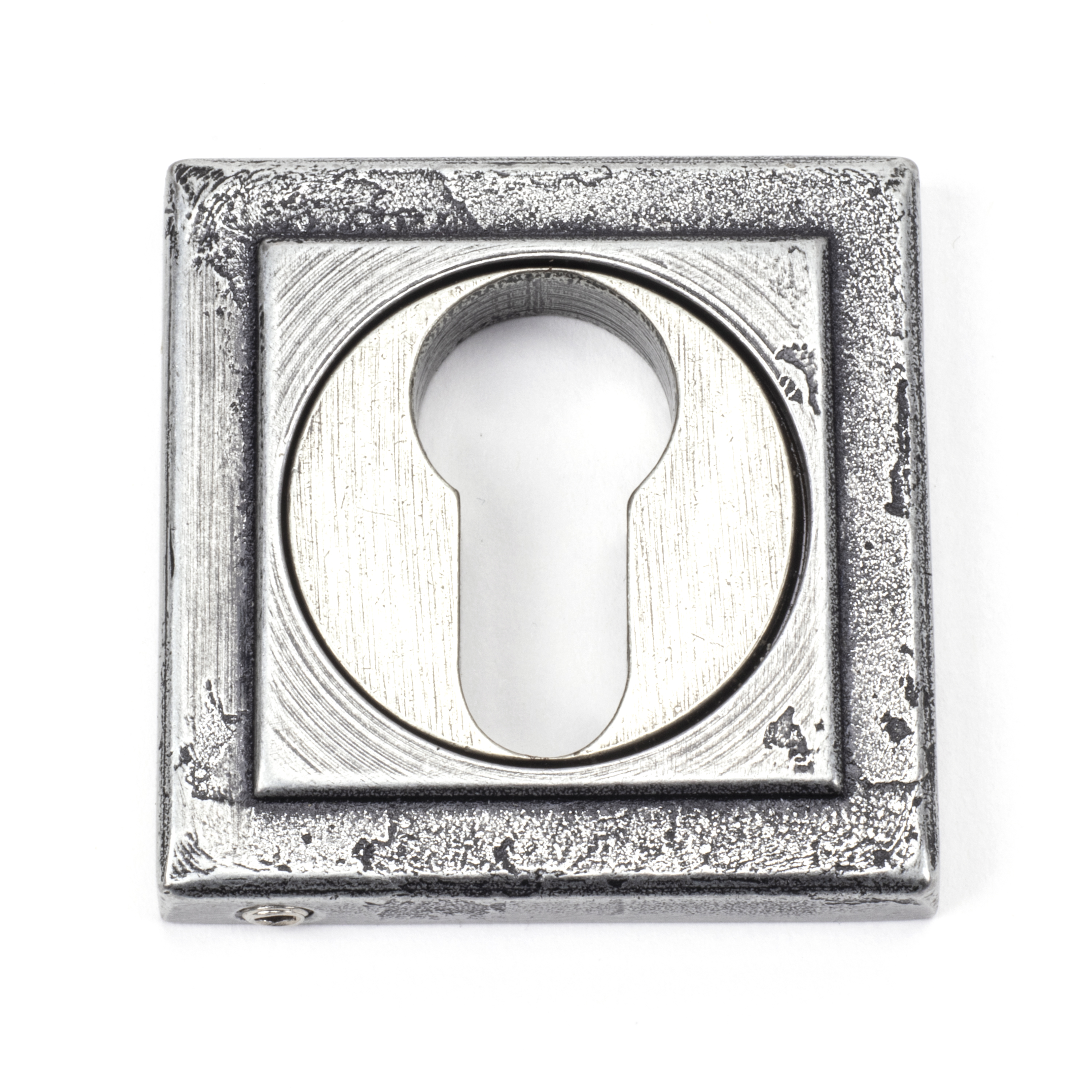 From The Anvil 45730 Pewter Round Euro Escutcheon (Square Rose)