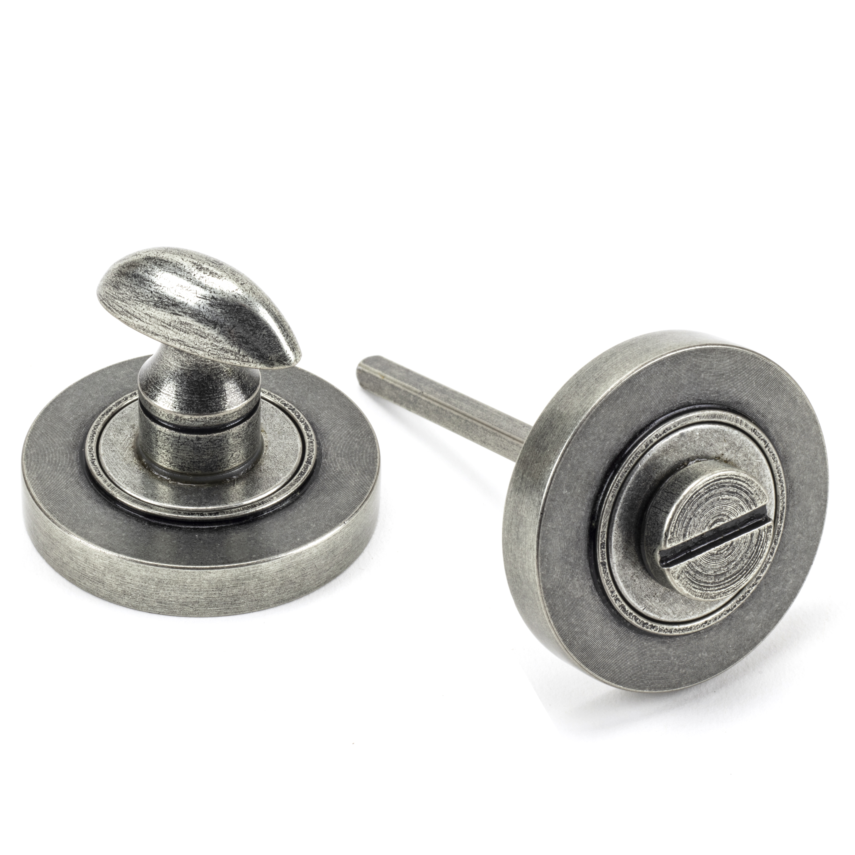 From The Anvil 45751 Pewter Round Thumbturn Set (Plain Rose)