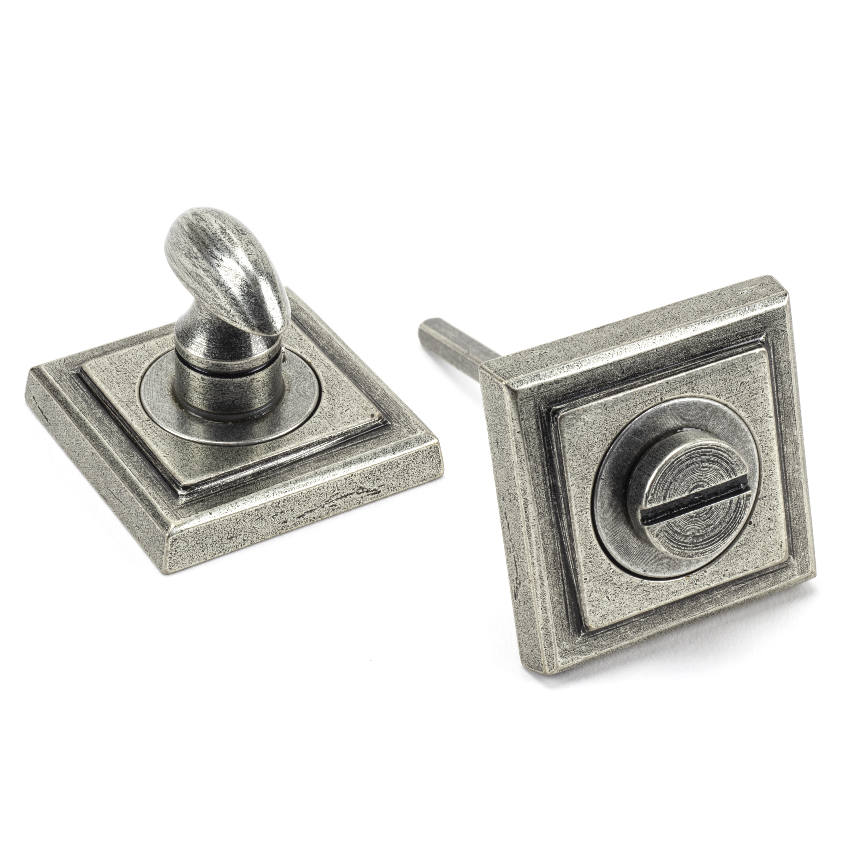 From The Anvil 45754 Pewter Round Thumbturn Set (Square Rose)