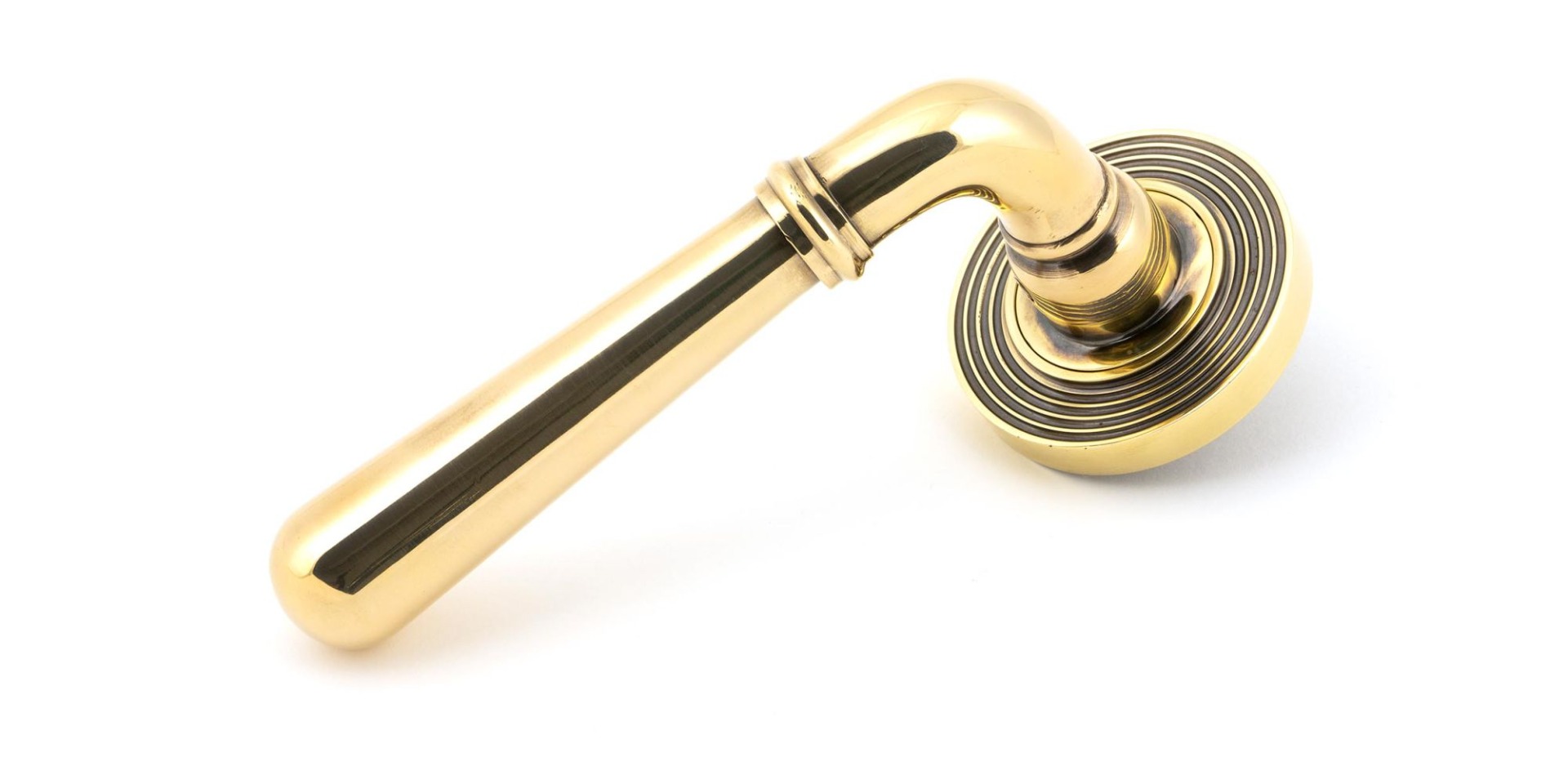From The Anvil 45757 Aged Brass Newbury Lever on Rose Set (Beehive) Aged Brass