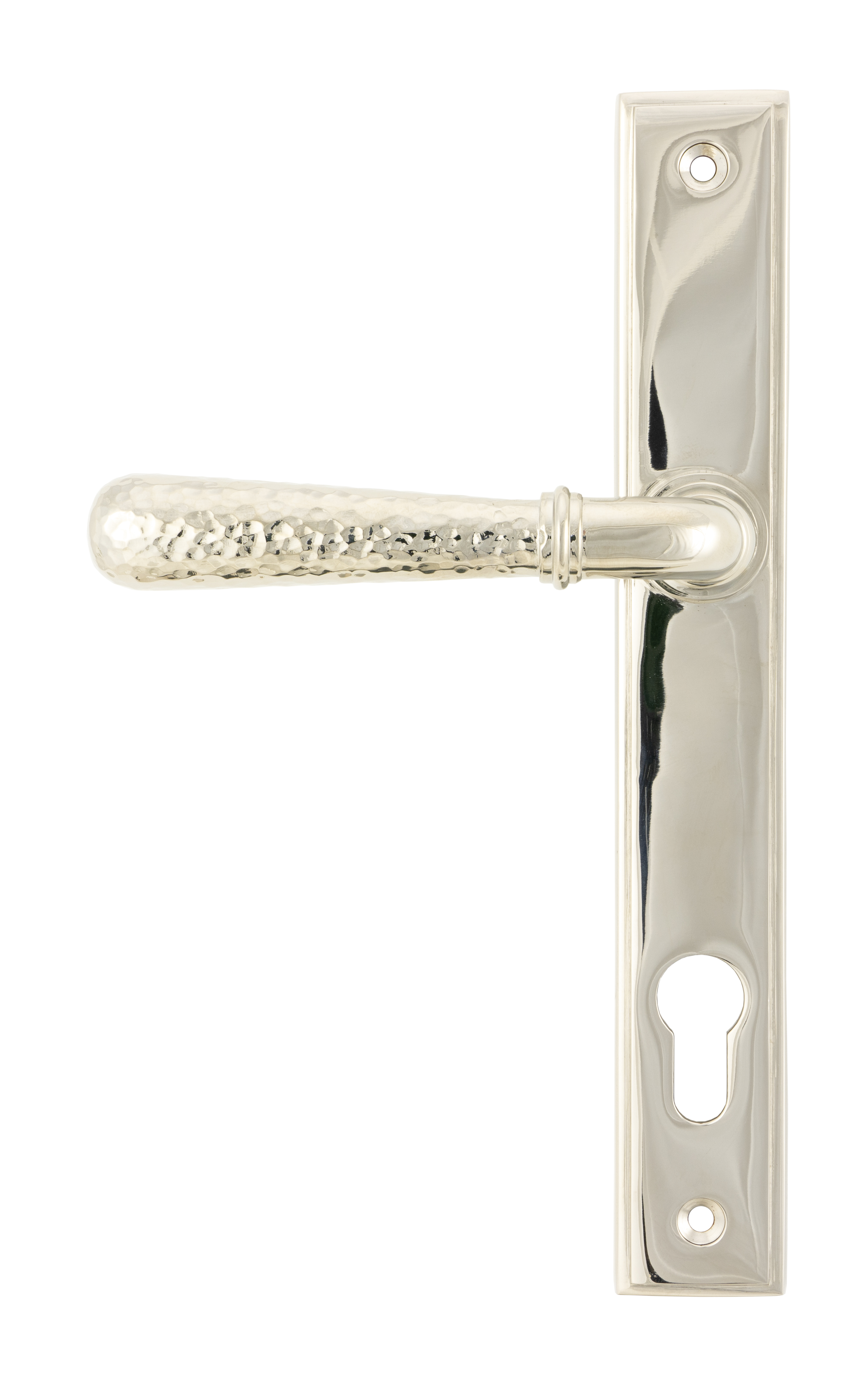 From The Anvil 45771 Polished Nickel Hammered Newbury Slimline Espag. Lock Set